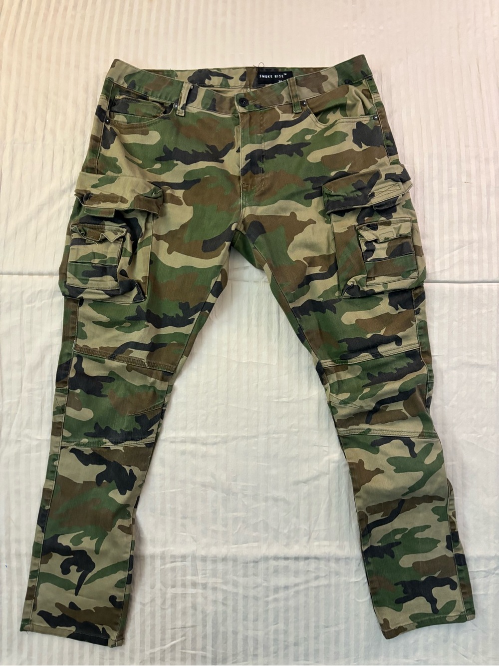 Smoke Rise Utility Twill Cargo Pants Men’s 36x32 Slim Camo Tapered Hip-Hop